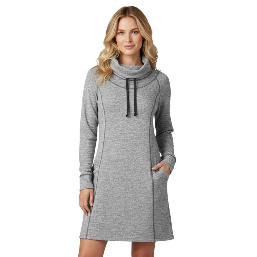 Kuhl Womens Lea Dress Sweater Sz XS Heather Gray Cowl Neck Pockets Pullover New
